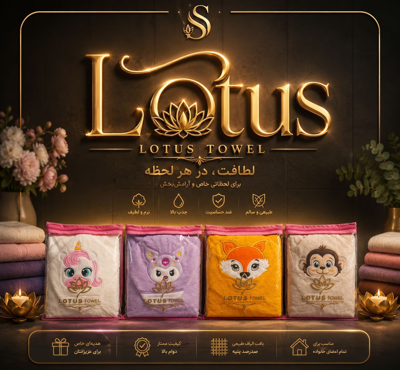 حوله تن پوش بچه گانه سایز ۹۰
